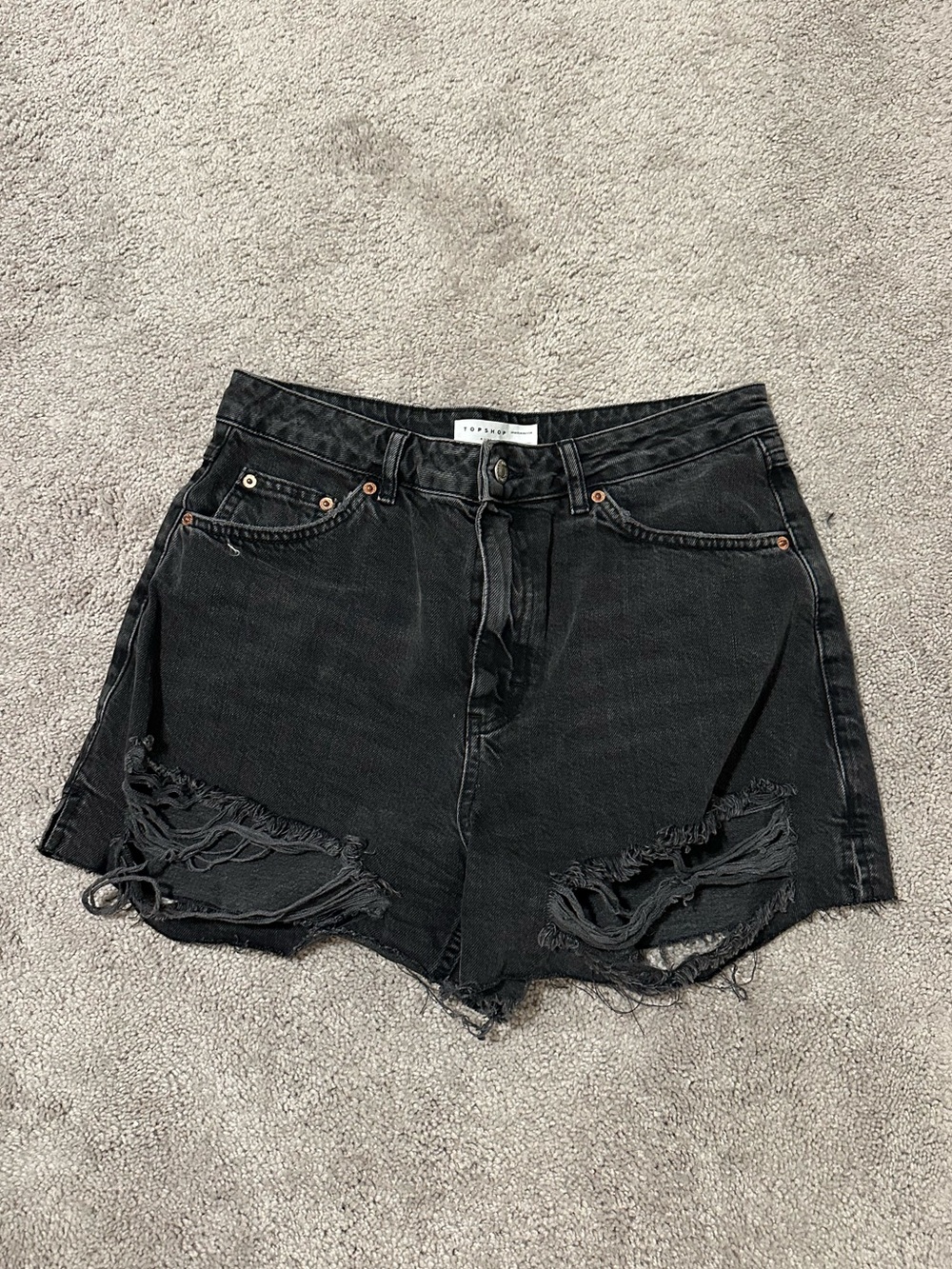 Topshop A-Line Distressed Denim Shorts